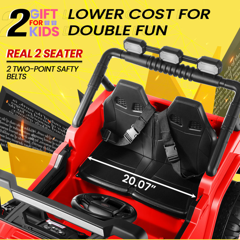 24V 4WD//2WD Ride On Jeep Truck,2 Seater Kids UTV With 4X200w Powerful Engine,Remote Control,Bluetooth,20 Wide Seat,Vehicles for Kids Toddlers