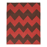 Red & Brown Chevron Dhurrie Cotton Rug - 10' x 14'6""
