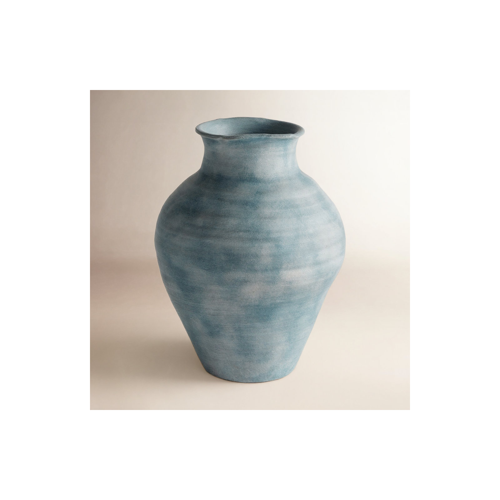 Ambretta Handmade Terracotta Table Vase, Blue, 14" H x 10.50" W x 10.50" D