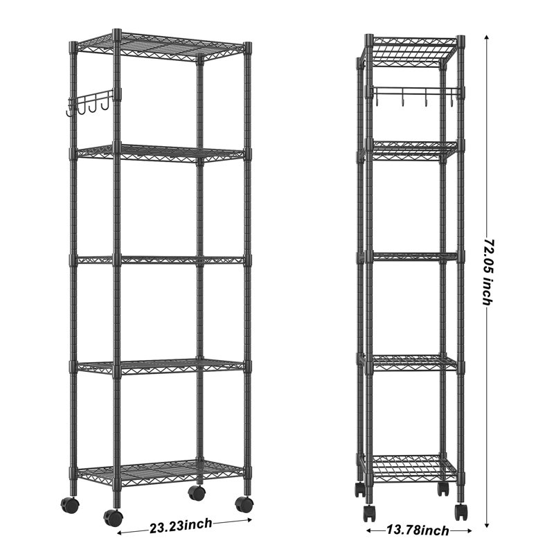 Rayonnage à hauteur réglable Lylla, Noir, H 72,05 po x l 23,23 po x P 13,78 po