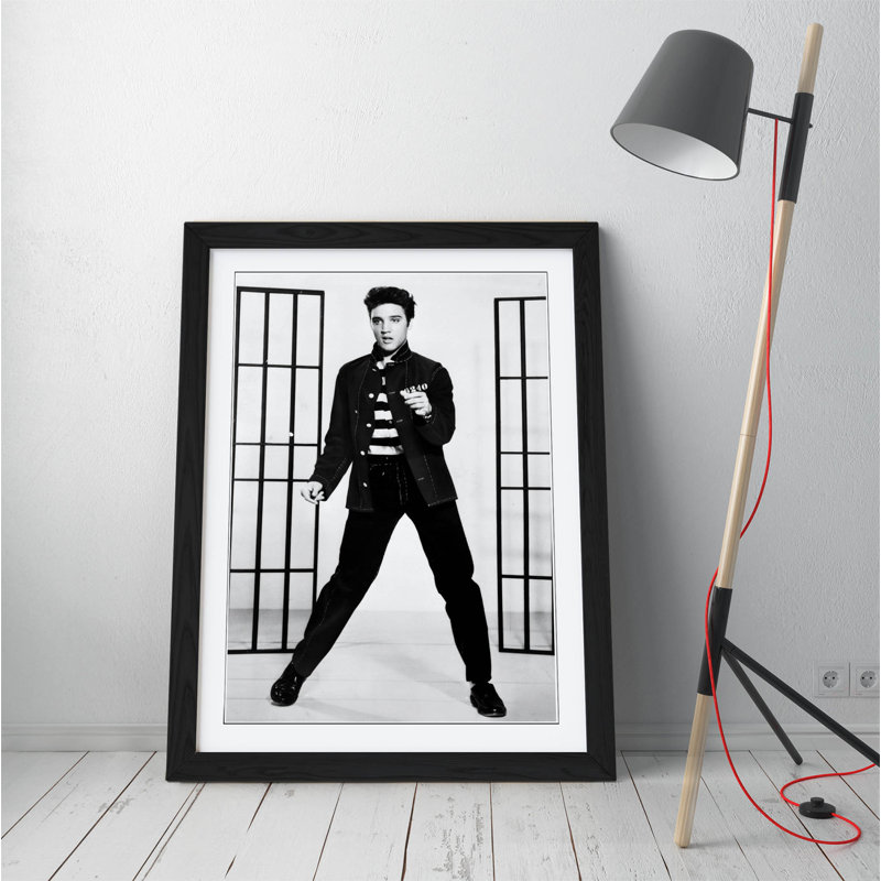 Elvis Jailhouse Rock A Artwork - Single Picture Frame Print on Canvas, Black, 89cm H x 64cm W