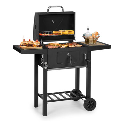 Klarstein 108.7 cm W Barrel Grill / Smoker Combo Charcoal Grill Gas & Charcoal Combo Grill