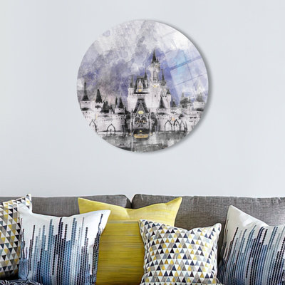 Disney Inspired Cinderella Castle Printed On Tempered Glass For Kids Room Wall Art With A Fairy Tale Theme