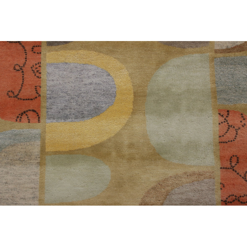 Hand Knotted Geometric Area Rug, Rectangle 12' x 18'