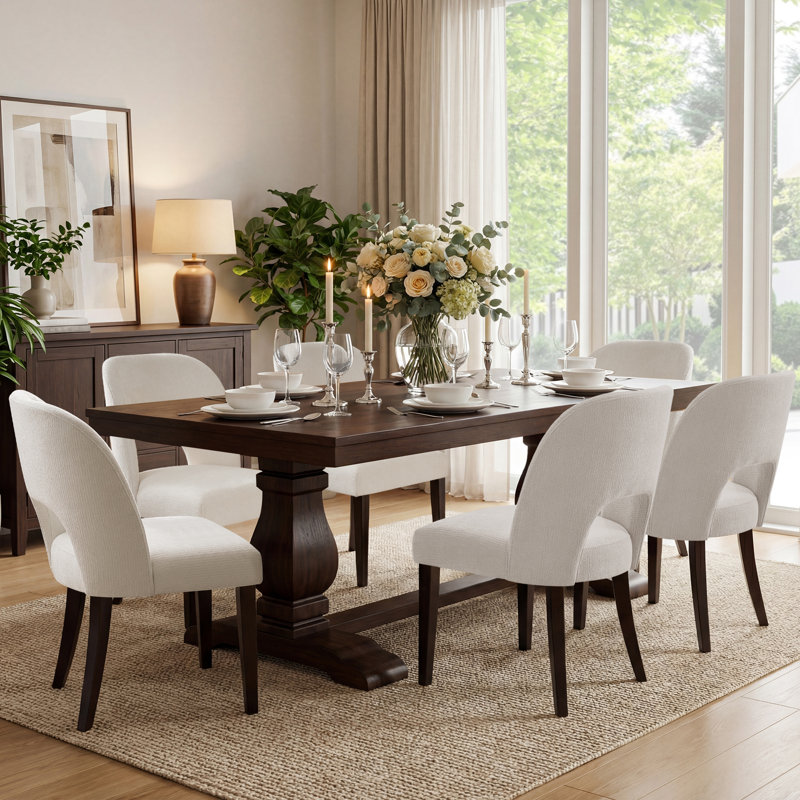 47cm H Upholstered Upholstered Back Side Chair, Beige