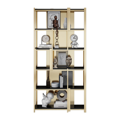 Luxury Stainless Steel Bookshelf, Modern Metal Storage Shelf, Iron Floor Display Rack