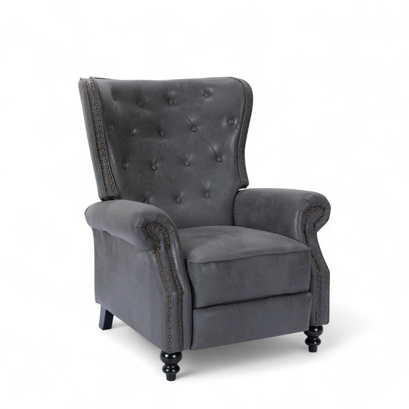 Buttoned Carmona Wingback Recliner Chair, Grey