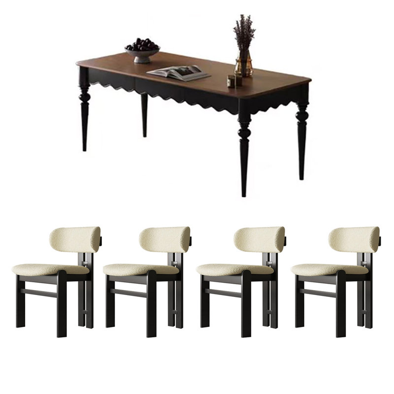 American retro dining table and chair combination, 29.52"H x 55.11"L x 31.49"W