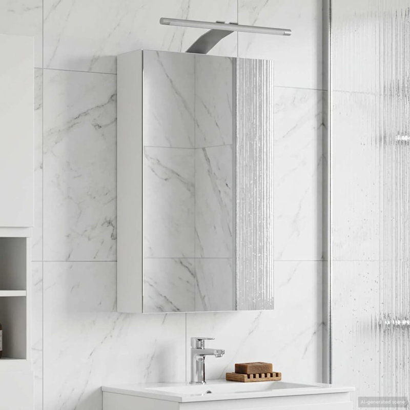 W H Wall Mounted Required Medicine Cabinet Mirror 2, 50cmH x 30cmW x 10.5cmD, White