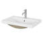 Plan de toilette de 61 cm (24 po), lavabo en céramique de 6,6 cm (2,6 po) d'épaisseur, robinetterie et bonde non inclus, pour petites et moyennes salles de bain et salles d'eau.