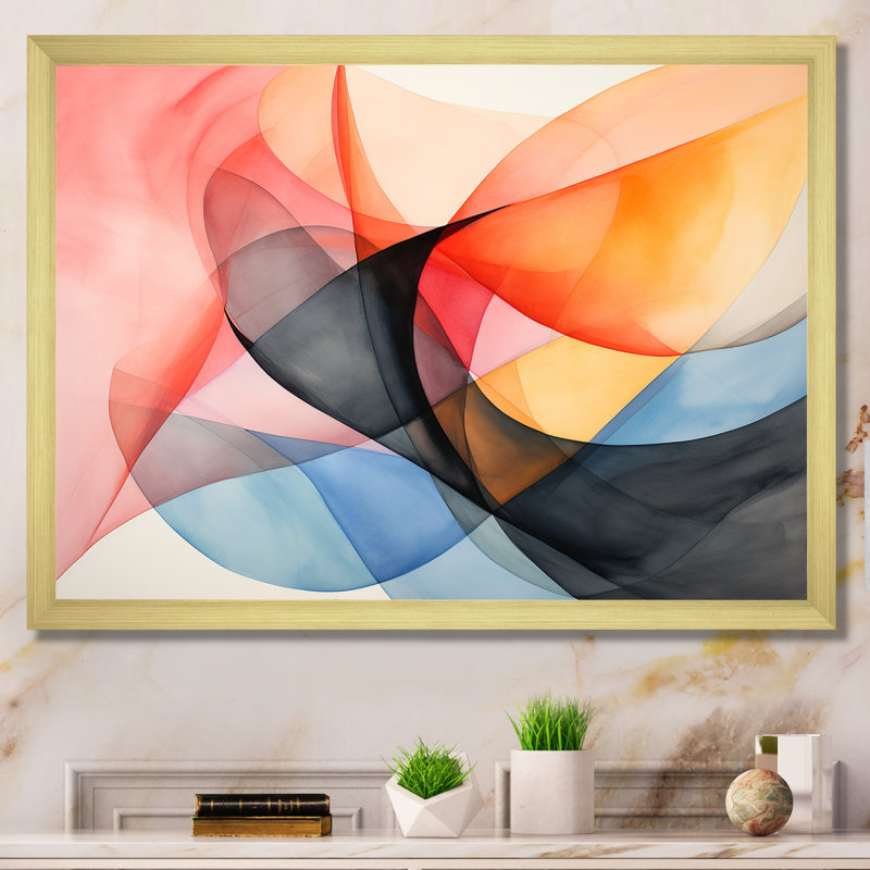 Geometric Soft Colors Patterns I - Geometric Wall Art, Gold Closed Corner Framed, 30" H x 40" W x 1.5" D