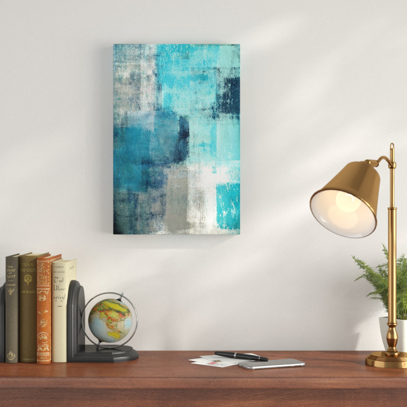 «Meditation in Teal II», reproduction d'aquarelle sur toile tendue, H 18 po x l 12 po x P 1,5 po