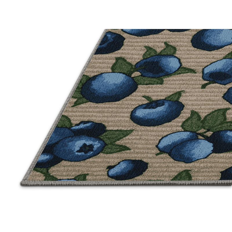  Tapis lavable aux fruits sauvages et aux bleuets, Rond 4 pi