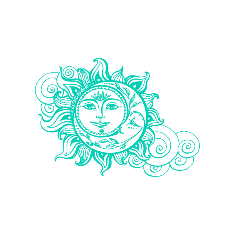 Décalcomanie murale soleil et lune, Menthe