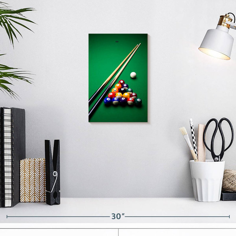 Playing Pool, 12" H x 8" W
