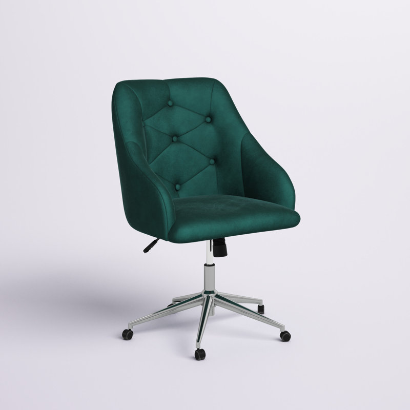 Chaise de travail en velours Lusero, Vert