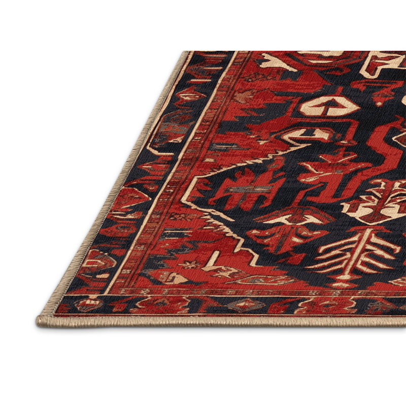 Machine Washable Persian Brown Area Rug, Rectangle 5' x 8'
