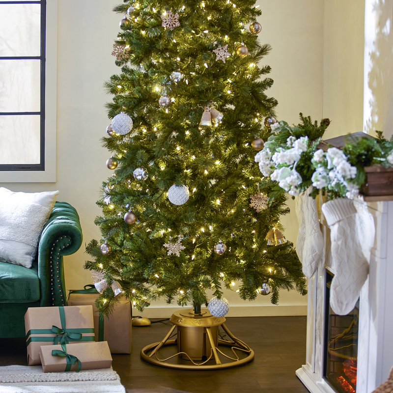 Gold Metal Rotating Christmas Tree Stand for 9ft Trees