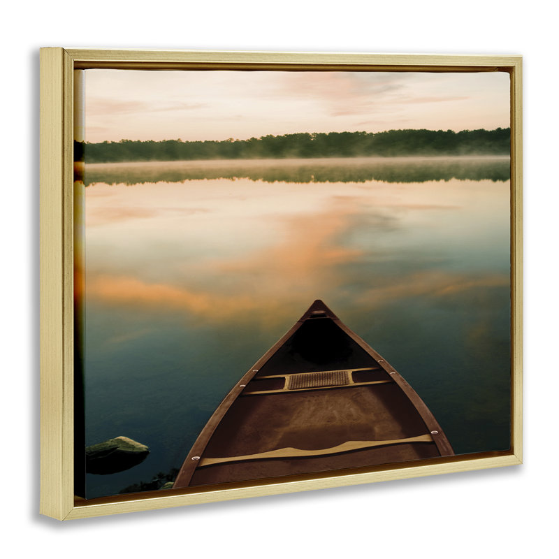 Canoe on Lake Warm Sunrise, toile encadrée dorée encadrée par Danita Delimont, H 21 po x l 17 po