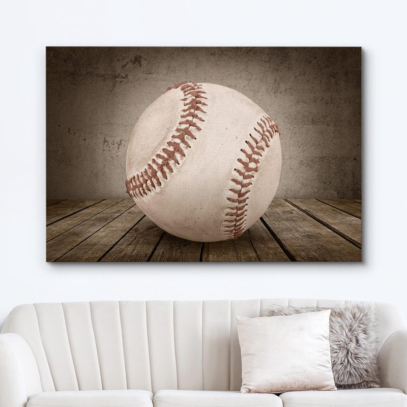Baseball rétro, gros plan sur des panneaux à effet de bois, photographie de sport, art moderne, urbain contemporain