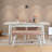 Modern Extendable Dining Table & Chairs Set (4 Pieces), White & Stone, 47.2 x 29.5 x 29.5 inches | 100% Melamine Coated Particle Board, 0.71 inches Thick | Includes 2 Velvet Foam Chairs & 1 Bench, Stylish & Functional Design-1263090385-1263090390-1263090391