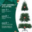 Arbre de Noël avec 760 pointes et fil mémoire, à charnières, look complet pour décoration intérieure des Fêtes - arbre artificiel de 6 pieds, pointes, configuration classique-877700314