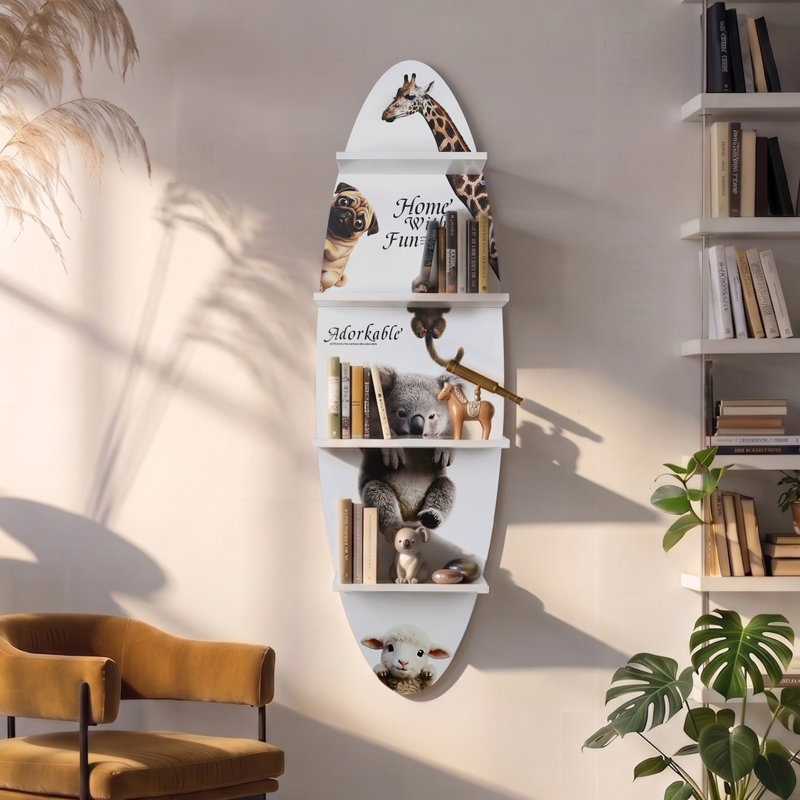 Étagère murale de surf de 52 pouces de haut avec surface imprimée