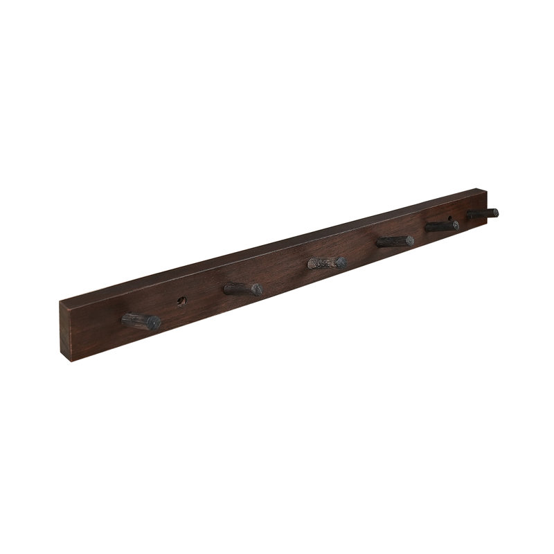 Wall Mounted Coat Rack, Dark Walnut, 2" H x 19.75" W x 0.75" D