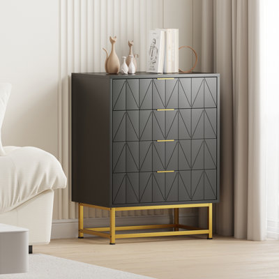 Modern 4-Drawer Dresser, Storage Chest with Metal Handles by Mercer41