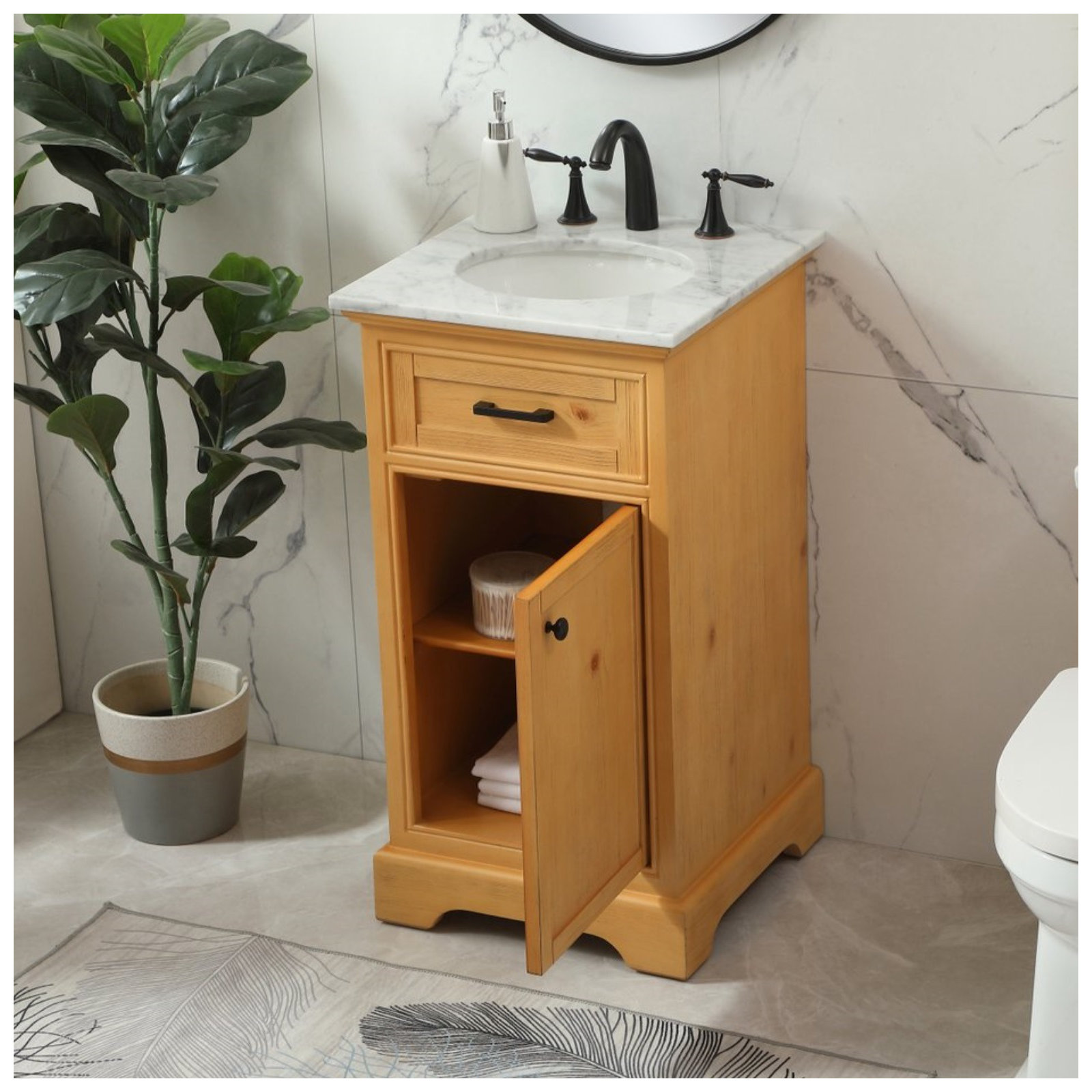 Hermes 19'' Single Bathroom Vanity, Natural Wood