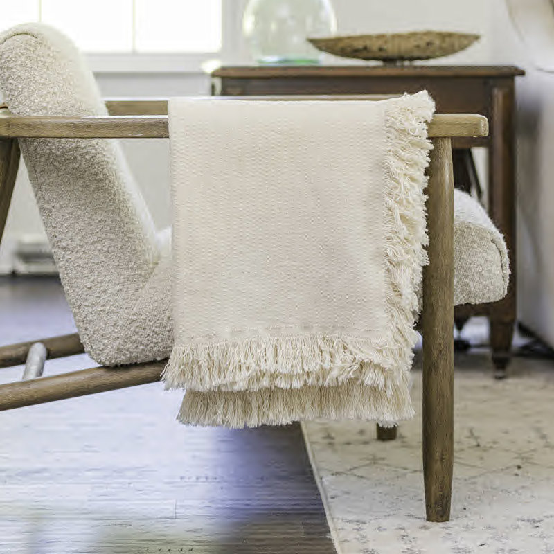 Jeté tissé 46 x 67, Chevron crème
