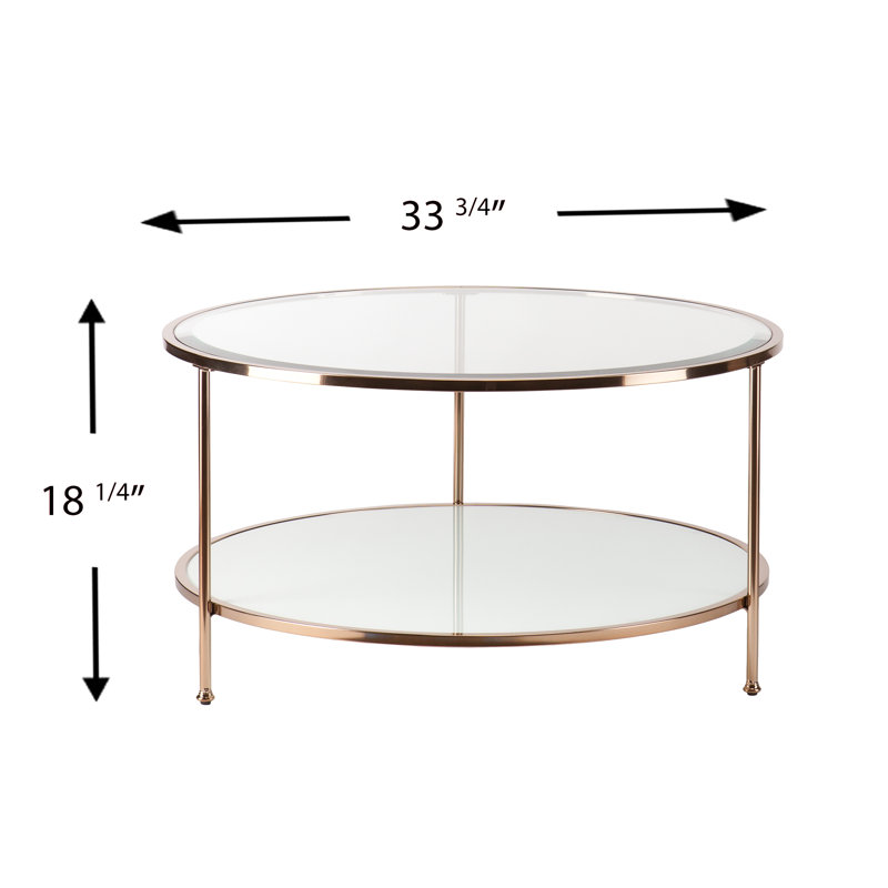 Linvel Glass Top Coffee Table, Antique Rose Gold