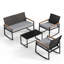 Ensemble de patio berçant en rotin PE pour 4 personnes - Structure en acier durable et coussins rembourrés-1667256561-1667256560