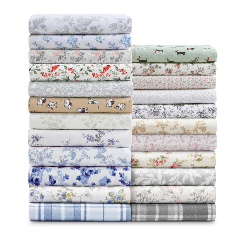 Deer Dance Grey Cotton Flannel Queen Sheet Set
