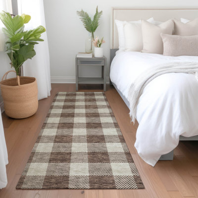 Tapis brun Prisco lavable à la machine de qualité supérieure