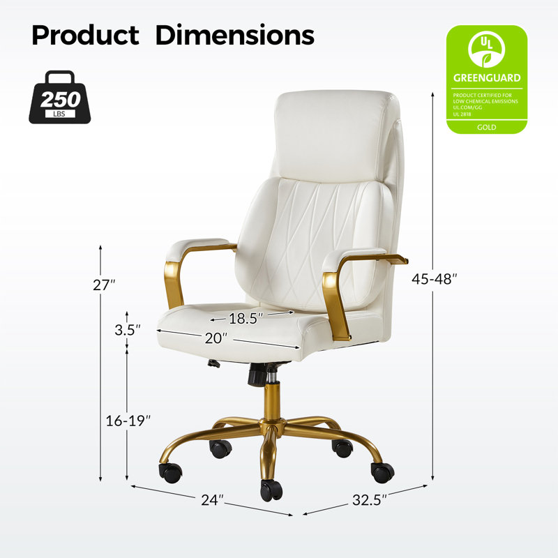 Fauteuil de direction ergonomique et inclinable Sofiane, Ivoire