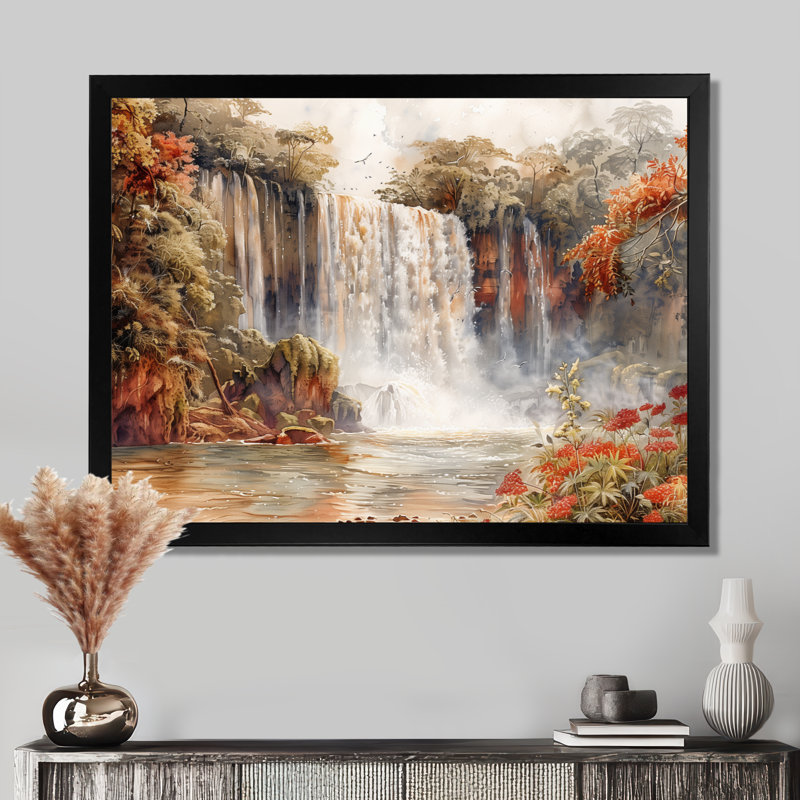 Chutes d'Iguazu dans la jungle de l'Argentine I - art mural Jungle, Toile encadrée noire simple, H 12 po x l 20 po x P 1 po