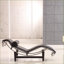 Chaise longue de style moderne Mid-Century LC-4 | Noir | Cuir véritable