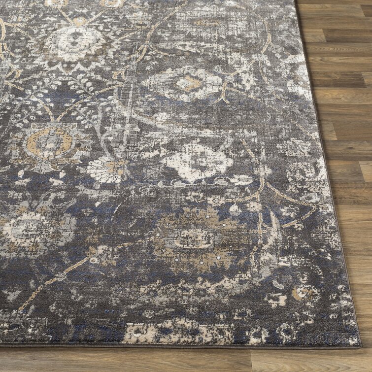 Agalia Machine Washable Oriental Charcoal/Gray Area Rug Lark Manor Rug Size: Rectangle 6'7 x 9