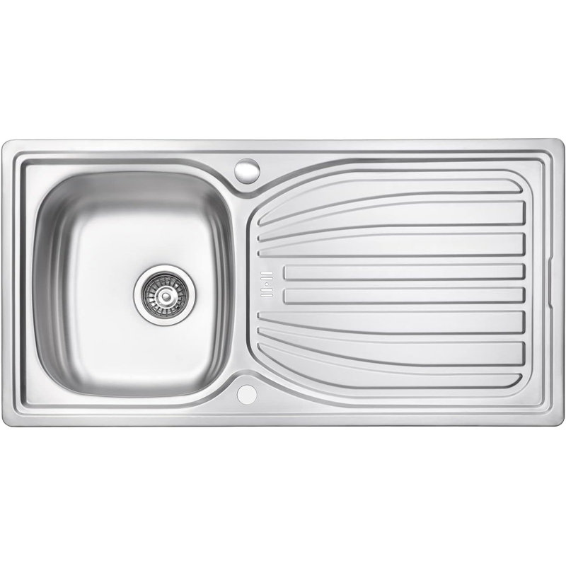 Belfry Kitchen Bell 510mm W Single Bowl Stainless Steel Drop-In Kitchen Sink with 2 Faucet Holes