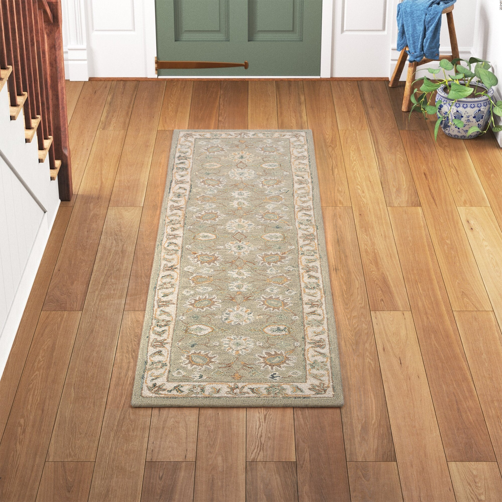 Desmondia Sage Ivory Hand-Tufted Wool Oriental Rug, Runner 2'3" x 14'