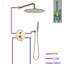 Brushed Gold Concealed Shower Mixer Set Round Twin Head Combo 2 Way Valve Taps