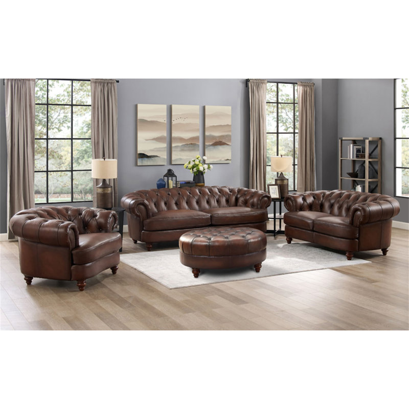 Repose-pieds en cuir Newport