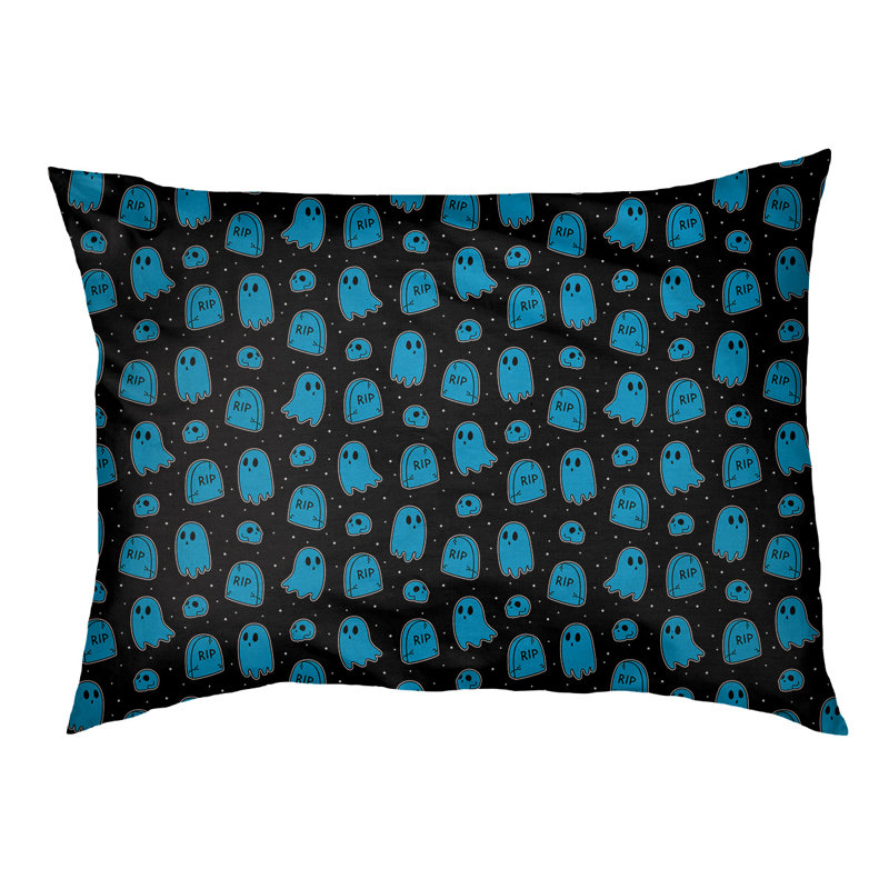 Coussin décoratif pour chien à l’extérieur pastel Campion, Moyen (L 29,5 po x P19,5 po x H 9,5 po), Noir / Bleu