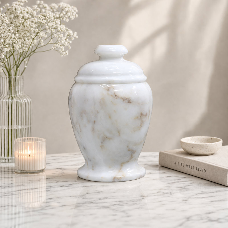 Urne de crémation en marbre pour cendres, Gris