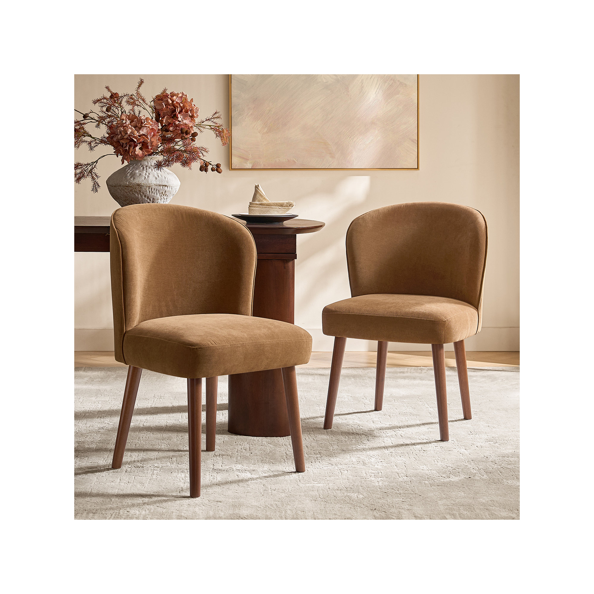 Davia Upholstered Dining Chair, Caramel