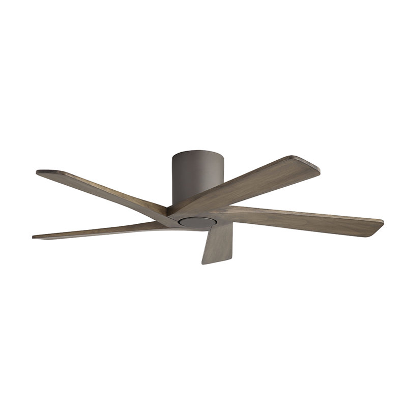 Ventilateur de plafond encastré à 5 pales en bois massif avec télécommande, Gris anthracite, Gris anthracite