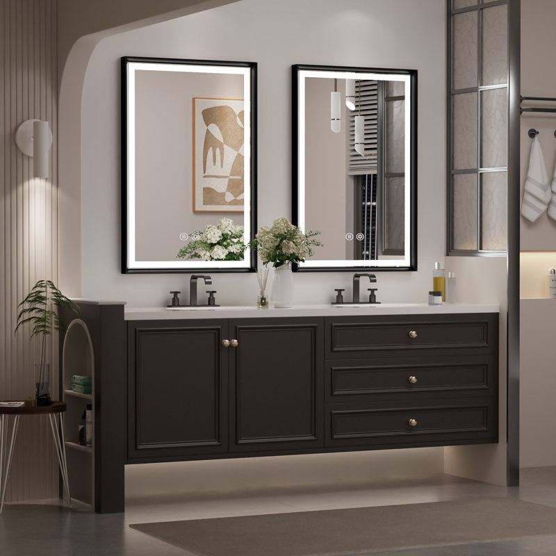 Miroir de salle de bain Smart Smart, 24 po x 36 po, Noir mat