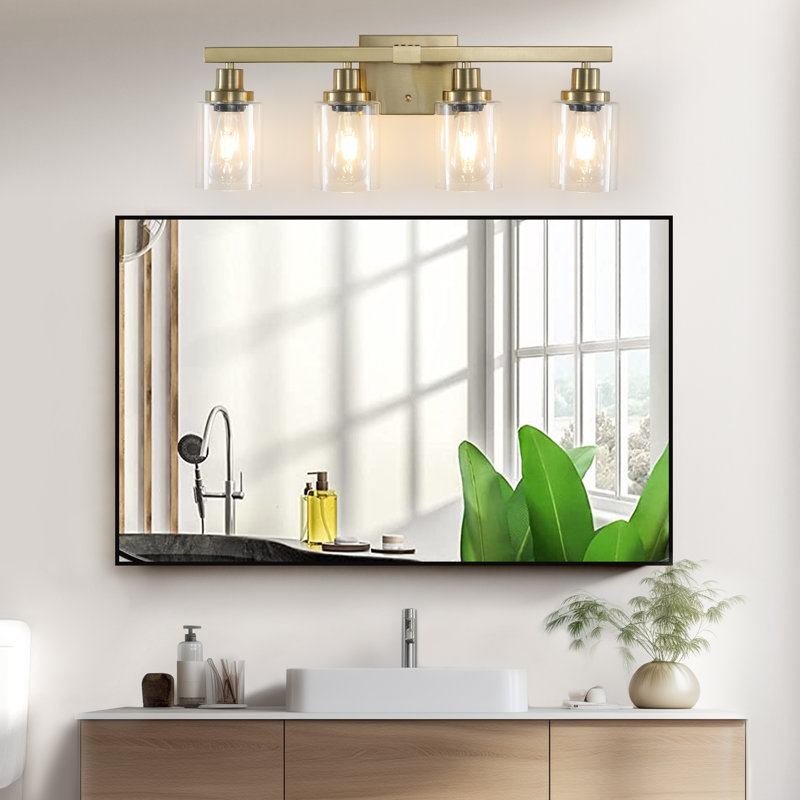 Applique murale moderne en fer forgé avec verre transparent pour salle de bain - Charme doré pour les espaces dressing