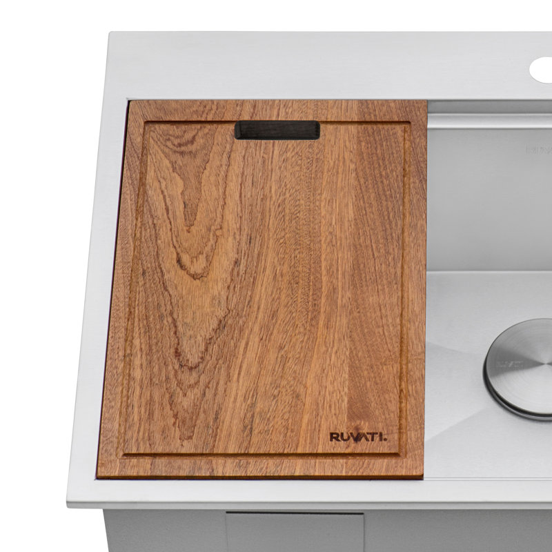 Ruvati LedgeFit Solid Wood Replacement Cutting Board for Ruvati Workstation Sinks, 17.125" H x 11" W x 0.875" D